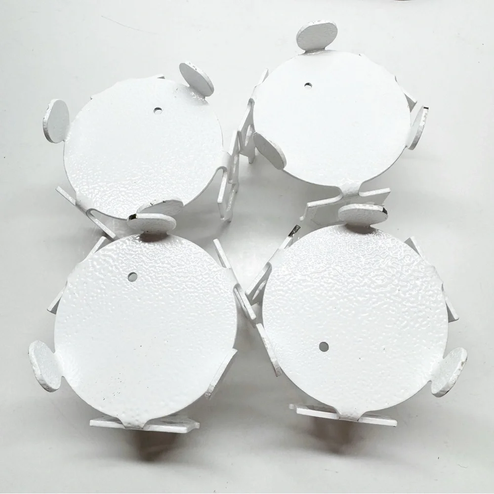 Cast Metal Cutout House Hammered Enamel Candle Holders